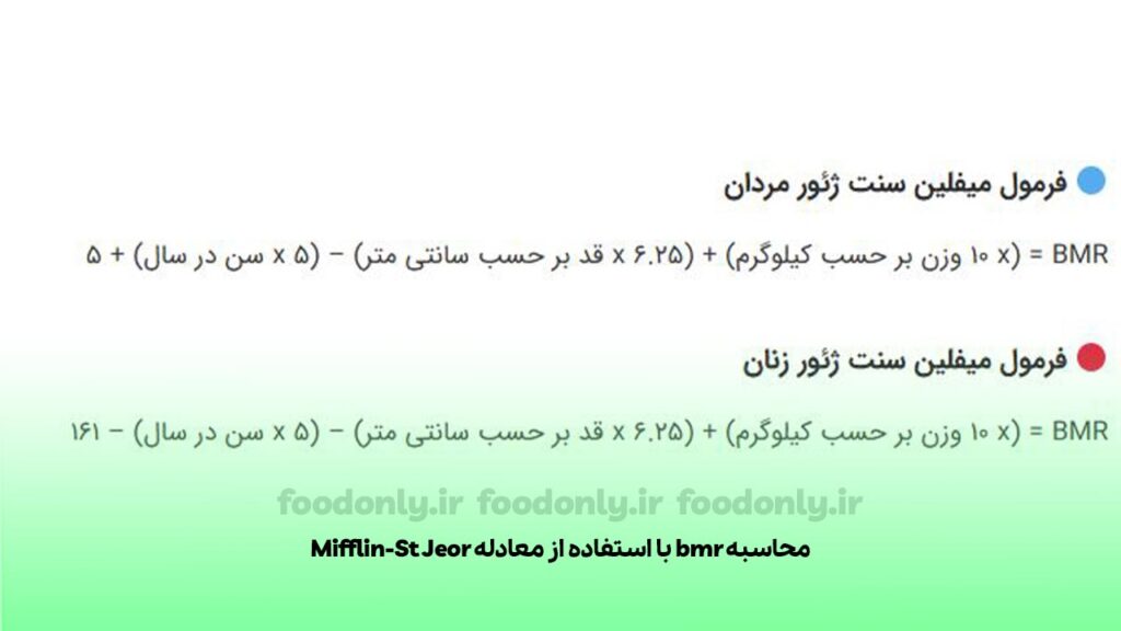 محاسبه bmr با استفاده از معادله Mifflin-St Jeor
